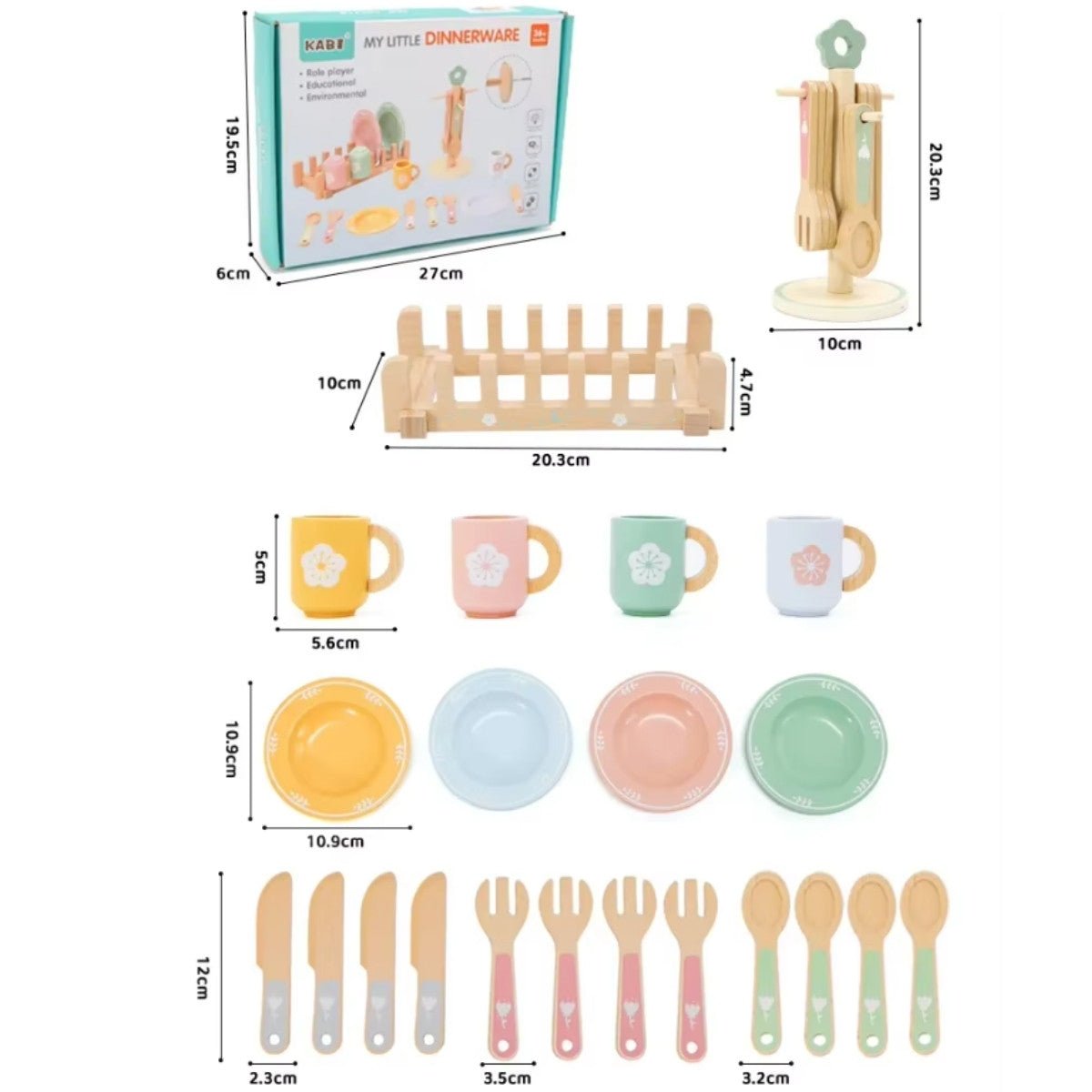 Houten Speelkeuken Accessoires Set 22 - Delig Speelservies Voor Kinderen - KidsKorner