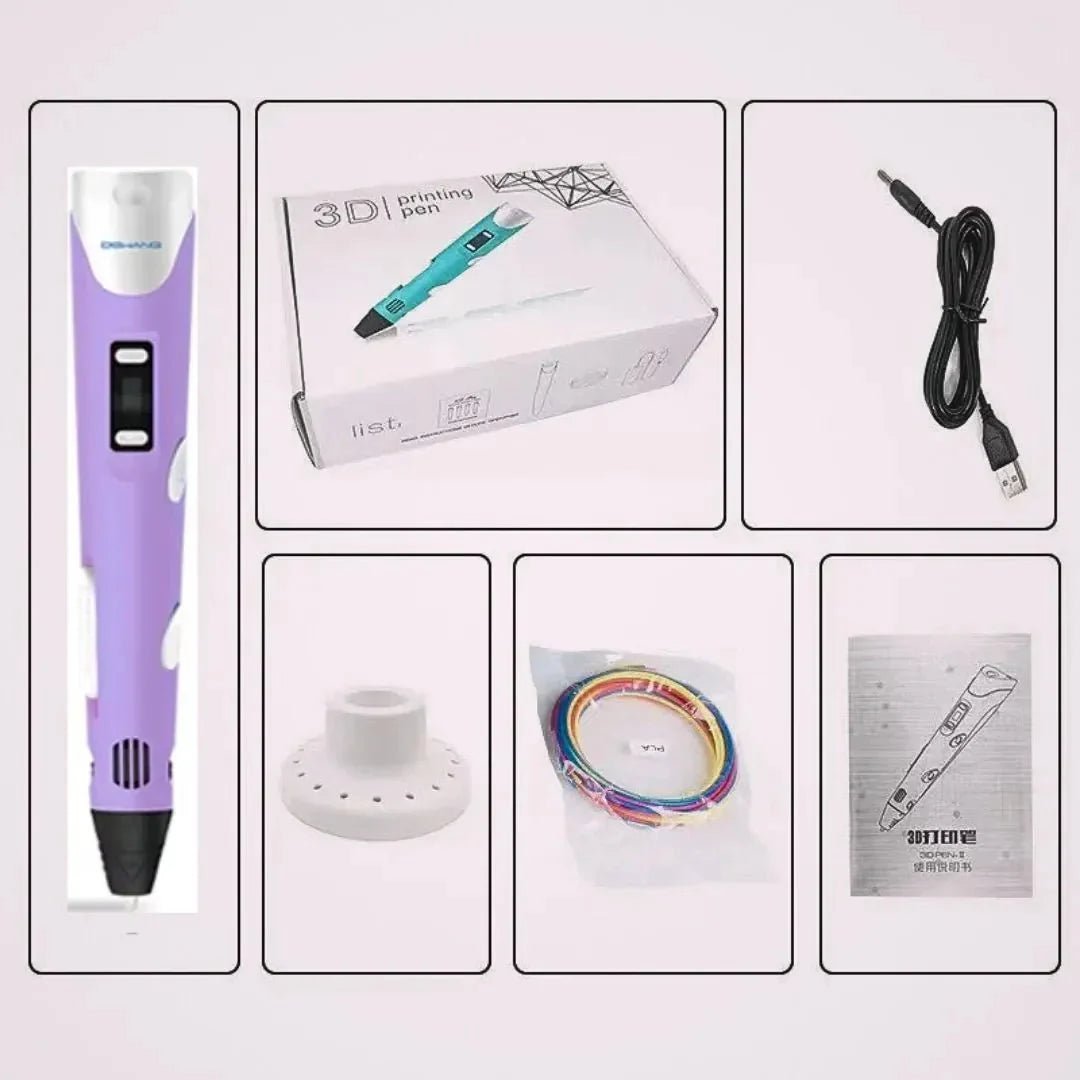3D Pen Voor Kinderen | PLA Filament Instelbare Temperatuur Met 3m USB Kabel | 8+ Jaar - KidsKorner