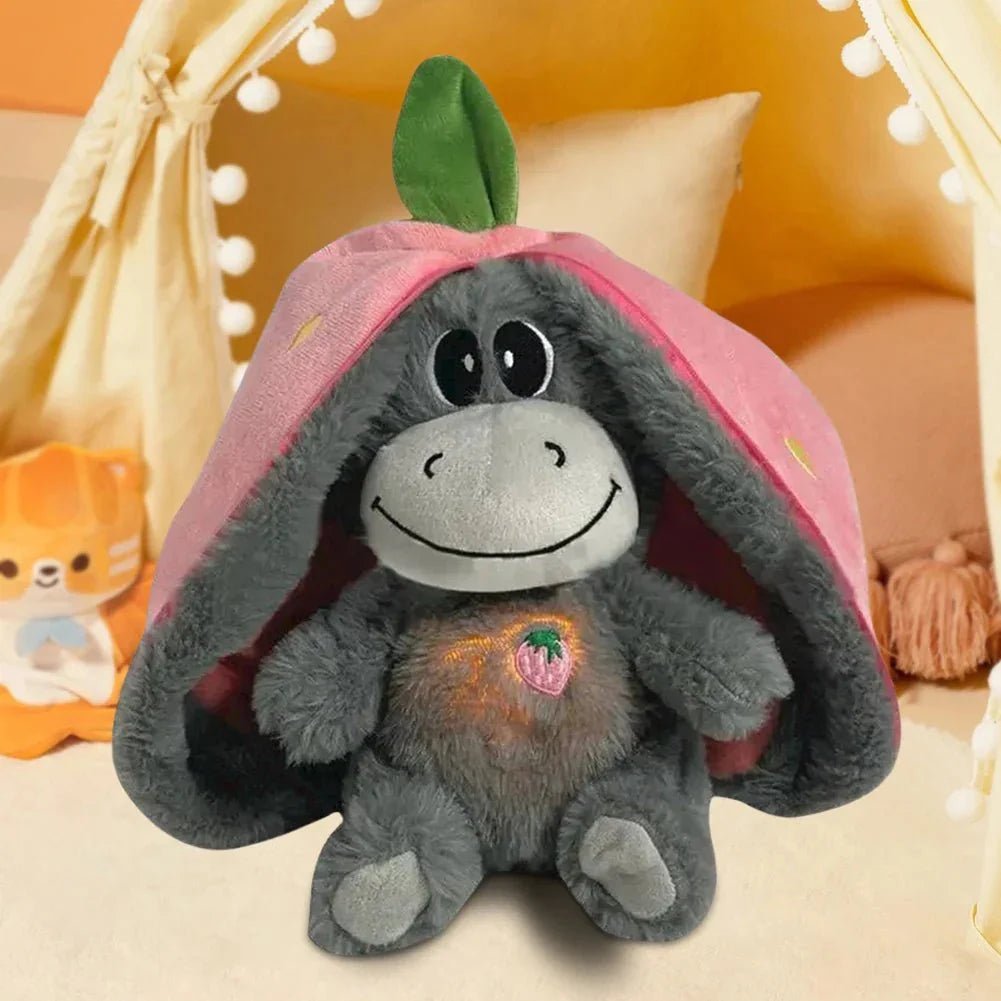 Aardbei Ezel Knuffel 30 Cm | Ademhalingsknuffel Met Zacht Nachtlicht Voor Baby En Peuter - KidsKorner