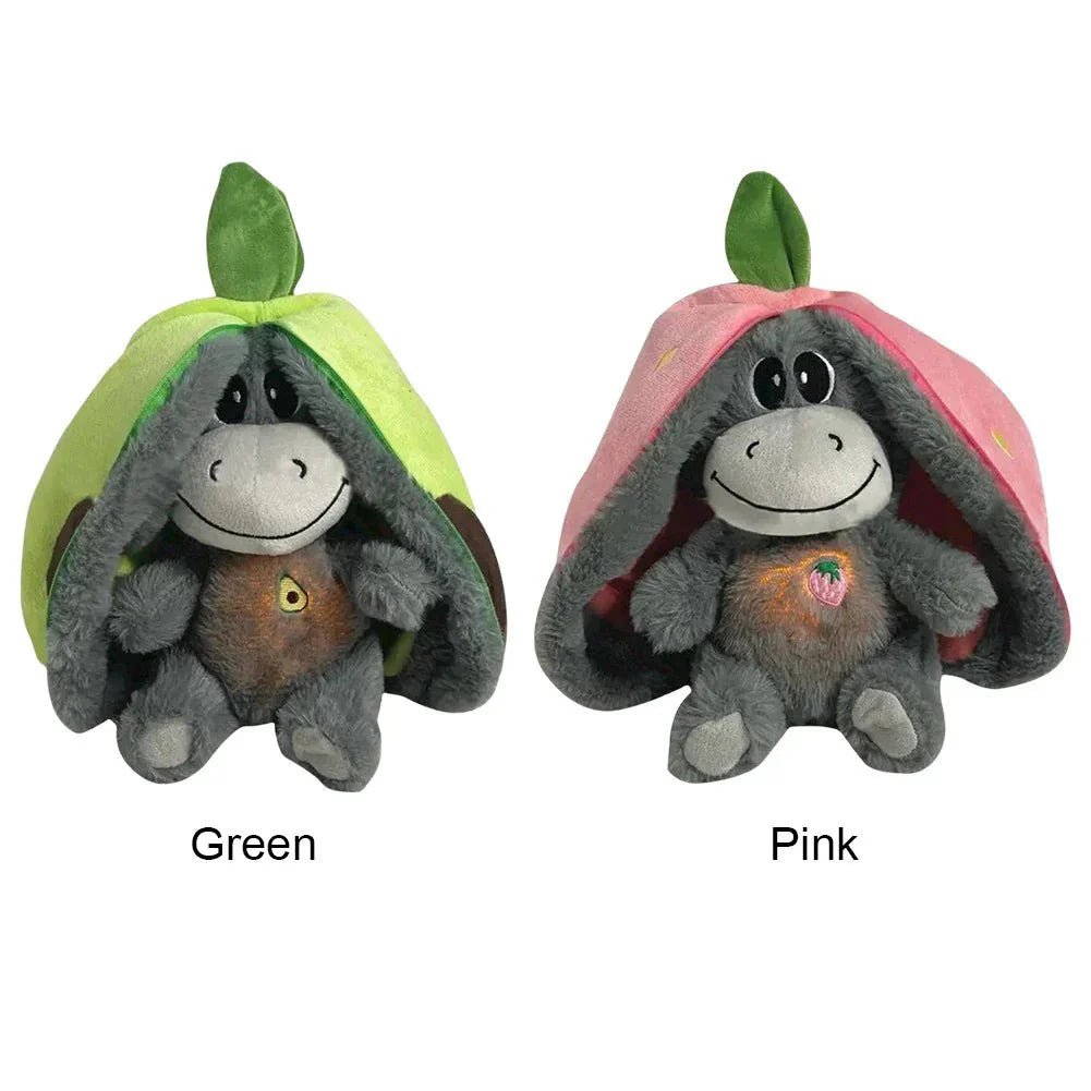 Aardbei Ezel Knuffel 30 Cm | Ademhalingsknuffel Met Zacht Nachtlicht Voor Baby En Peuter - KidsKorner