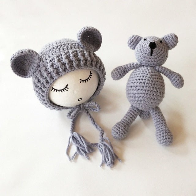 Baby Muts Met Berenoren En Knuffelbeertje Set - KidsKorner