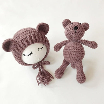 Baby Muts Met Berenoren En Knuffelbeertje Set - KidsKorner