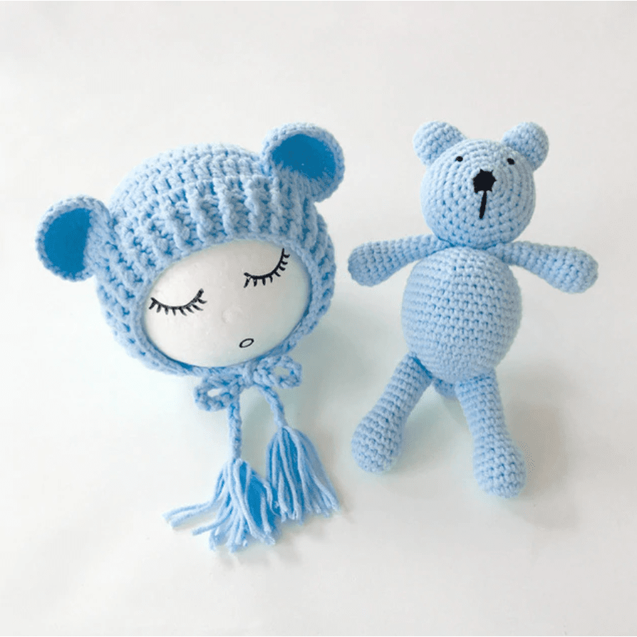 Baby Muts Met Berenoren En Knuffelbeertje Set - KidsKorner