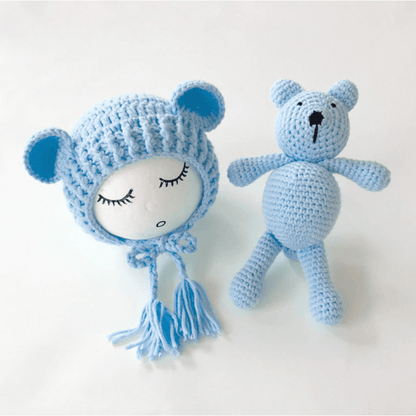 Baby Muts Met Berenoren En Knuffelbeertje Set - KidsKorner