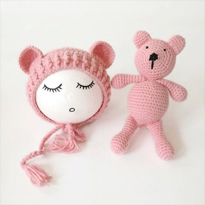 Baby Muts Met Berenoren En Knuffelbeertje Set - KidsKorner