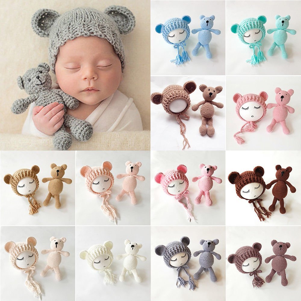 Baby Muts Met Berenoren En Knuffelbeertje Set - KidsKorner