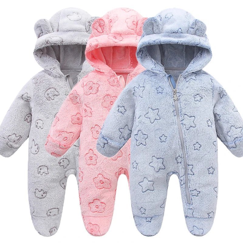 Flanellen Baby Boxpak Met Capuchon En Rits - KidsKorner