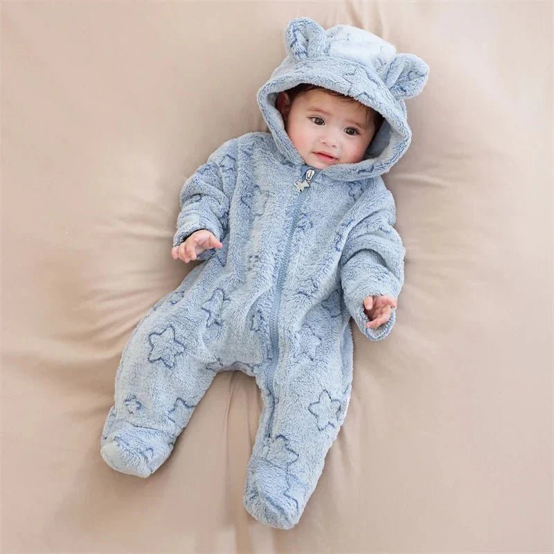 Flanellen Baby Boxpak Met Capuchon En Rits - KidsKorner