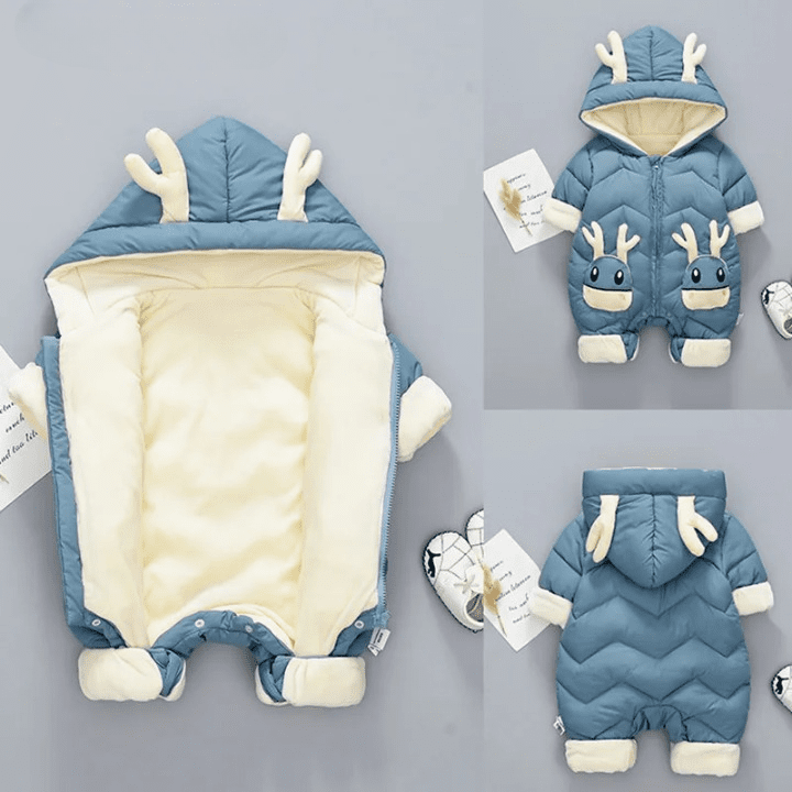 Gevoerd Baby Winterpak Rendier Met Capuchon Jumpsuit - KidsKorner