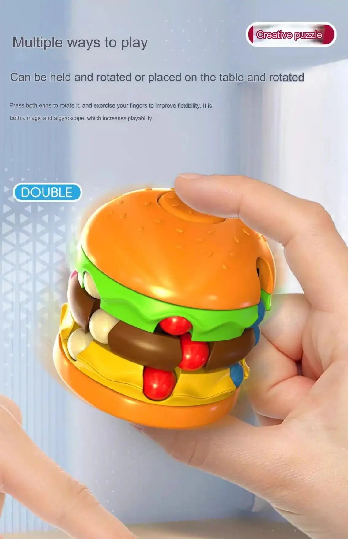 Hamburger En Friet Draaispeelgoed Voor Peuters | Afgeronde Randen En BPA - Vrij Plastic | 1 Tot 3 Jaar - KidsKorner
