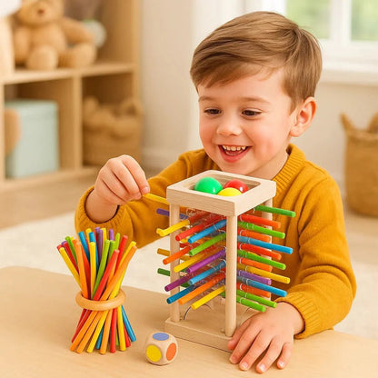 Houten Behendigheidsspel – Ballen & Stokjes Spel 3 - in - 1 – 3+ - KidsKorner