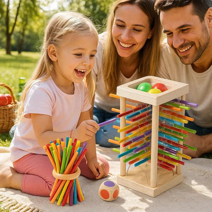 Houten Behendigheidsspel – Ballen & Stokjes Spel 3 - in - 1 – 3+ - KidsKorner