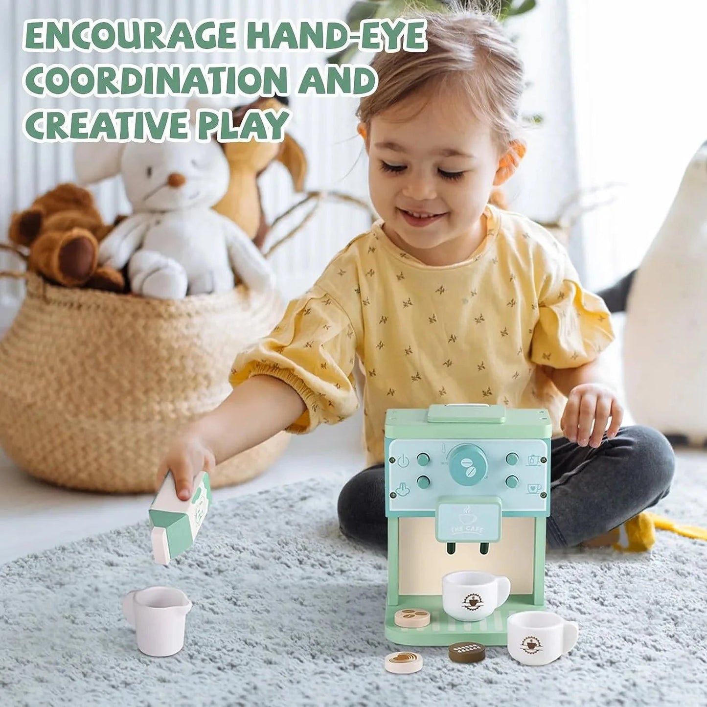 Houten Koffiemachine Speelset Kinderen – Montessori Rollenspel Keukentje - KidsKorner