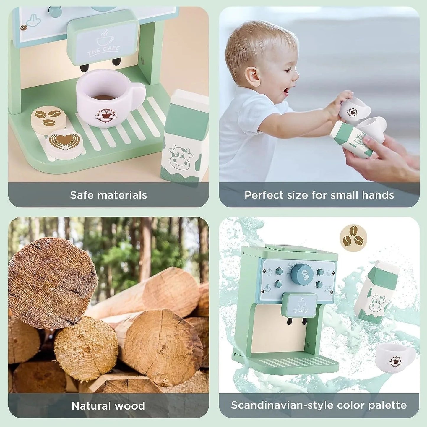 Houten Koffiemachine Speelset Kinderen – Montessori Rollenspel Keukentje - KidsKorner