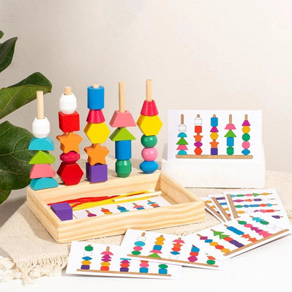 Houten Kralen Met Kaarten Montessori Rijgspel - KidsKorner