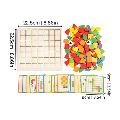 Houten Mozaïekpuzzel Met Patroonkaarten Voor Kinderen - KidsKorner
