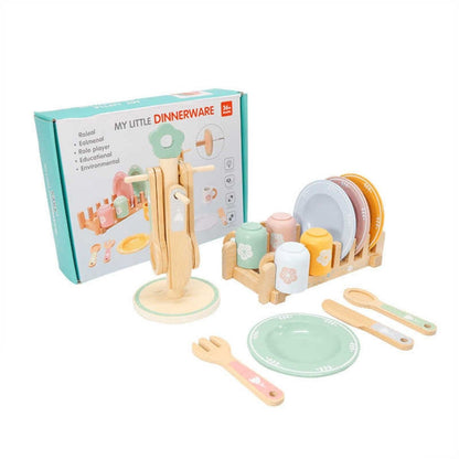 Houten Speelkeuken Accessoires Set 22 - Delig Speelservies Voor Kinderen - KidsKorner