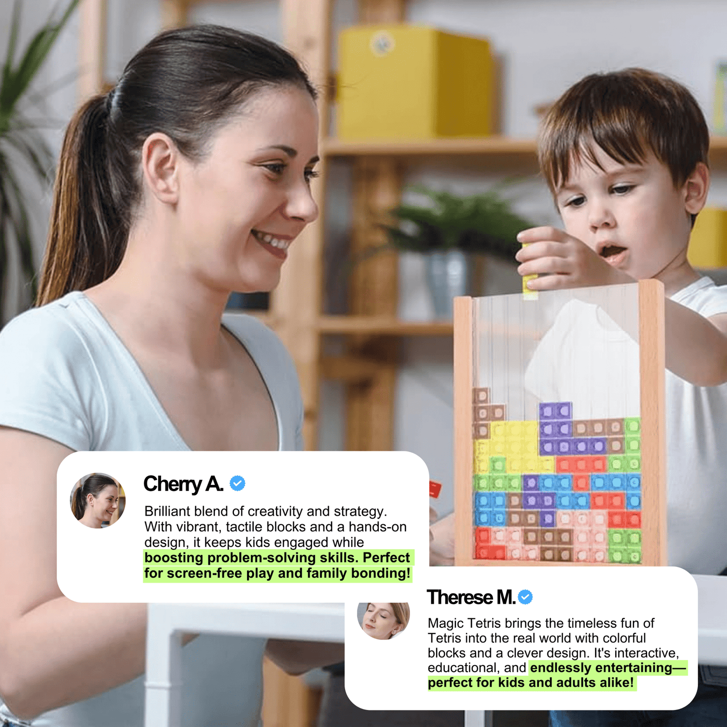 Houten Tetris Puzzel - Educatief Denkspel - KidsKorner