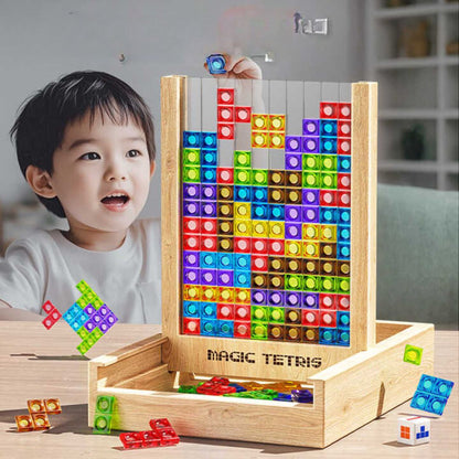 Houten Tetris Puzzel - Educatief Denkspel - KidsKorner
