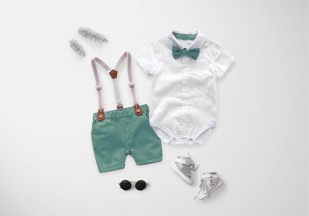 Jongens Nette Kleding Set Met Strikje En Bretels - KidsKorner