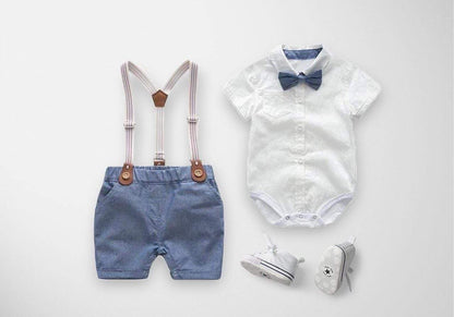 Jongens Nette Kleding Set Met Strikje En Bretels - KidsKorner