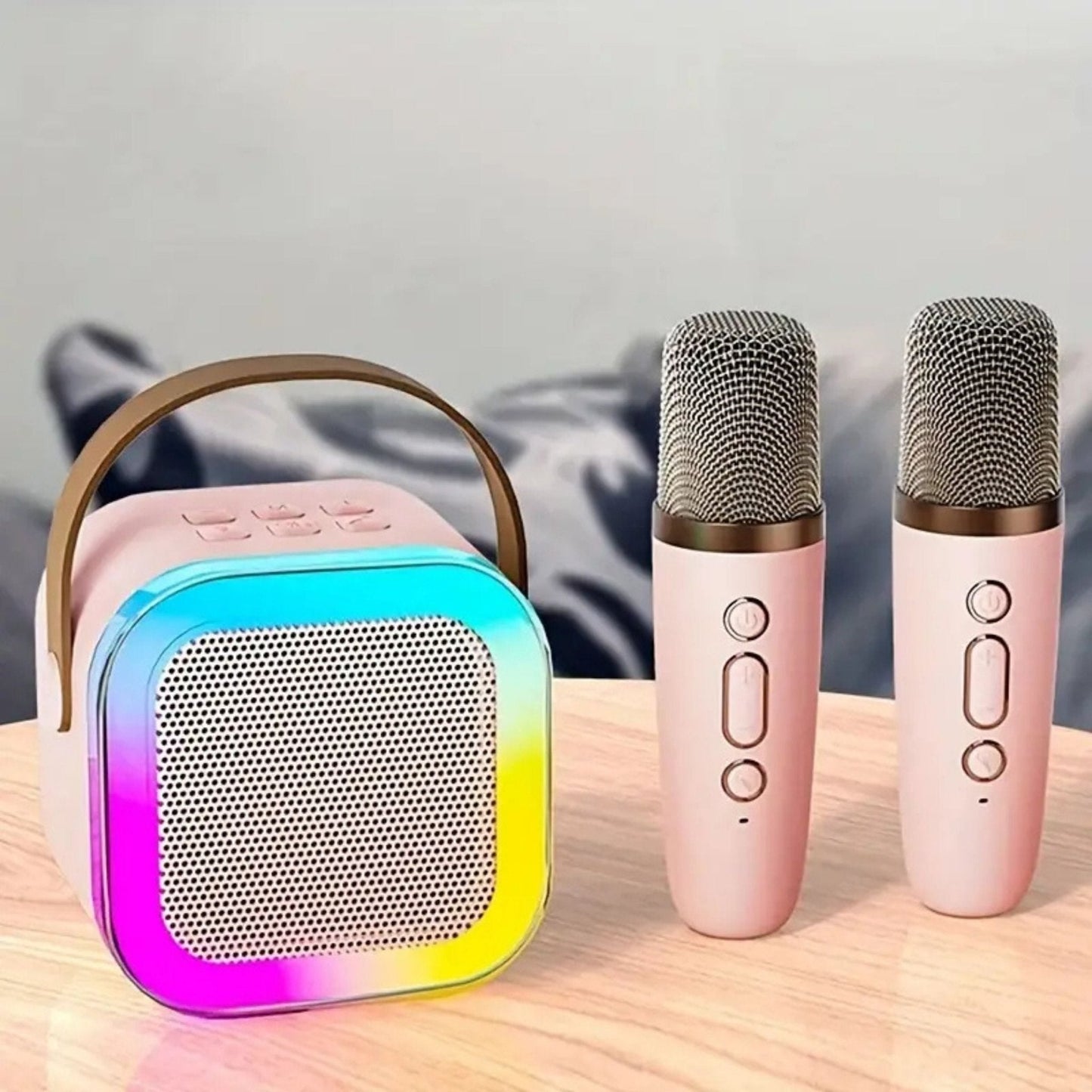 Karaoke Set Voor Kinderen | Draadloze Bluetooth Speaker Met Led Lichten En Microfoon - KidsKorner