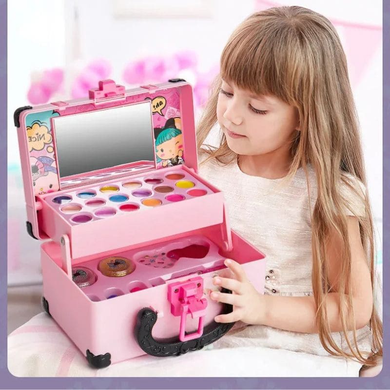 Kinder Make - Up Koffer Met Spiegel – Speel Make - Up Set Voor Meiden - KidsKorner