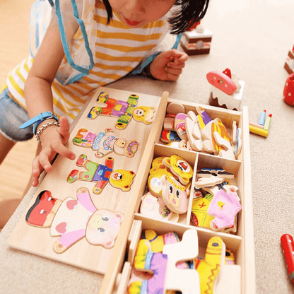 KleedPuzzel Dieren Houten Aankleedpuzzel Met Outfitstukjes - KidsKorner