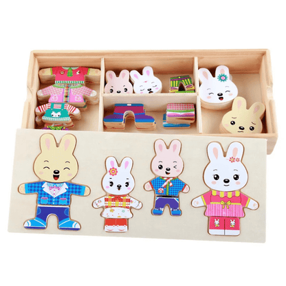 KleedPuzzel Dieren Houten Aankleedpuzzel Met Outfitstukjes - KidsKorner