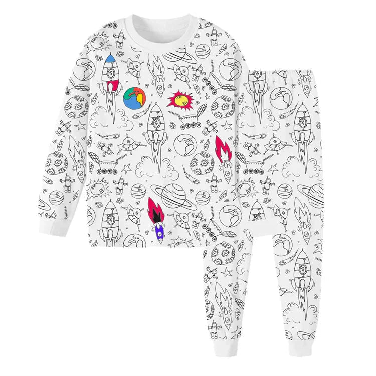 Kleur Je Eigen Kinderpyjama Set 2 - Delig - KidsKorner