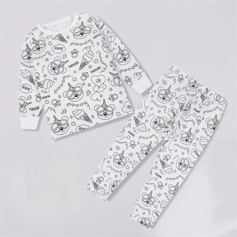 Kleur Je Eigen Kinderpyjama Set 2 - Delig - KidsKorner