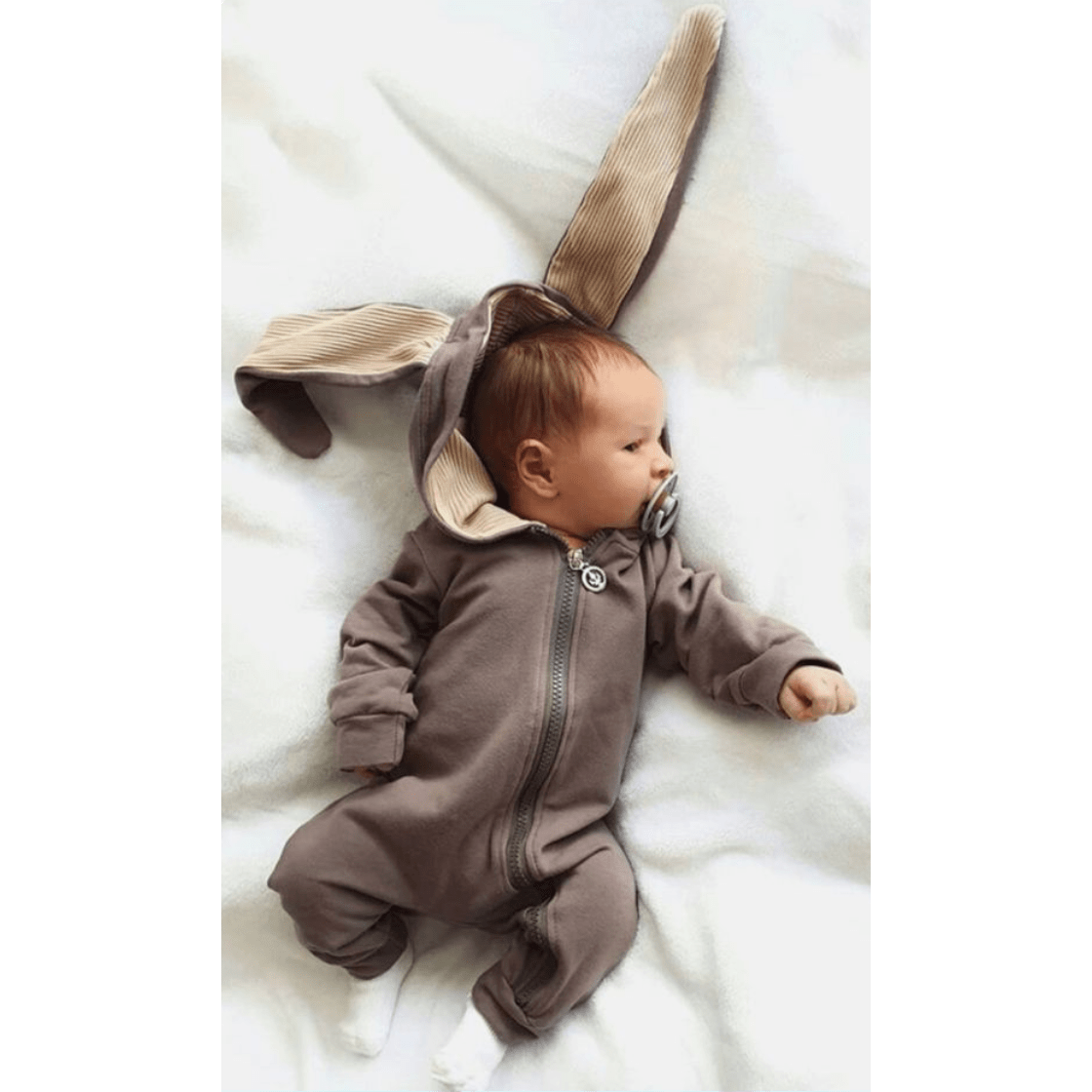 Konijnenoren Baby Romper Met Capuchon En Rits - KidsKorner