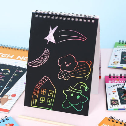 Krasboek Voor Kinderen | Spiraal Kraspapier Met Kleurenlaag | Creatief Tekenen - KidsKorner