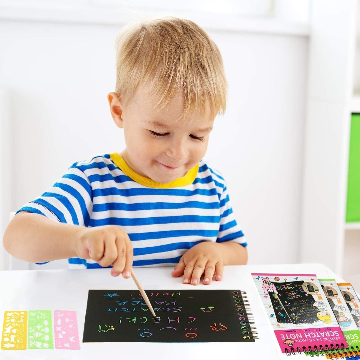 Krasboek Voor Kinderen | Spiraal Kraspapier Met Kleurenlaag | Creatief Tekenen - KidsKorner