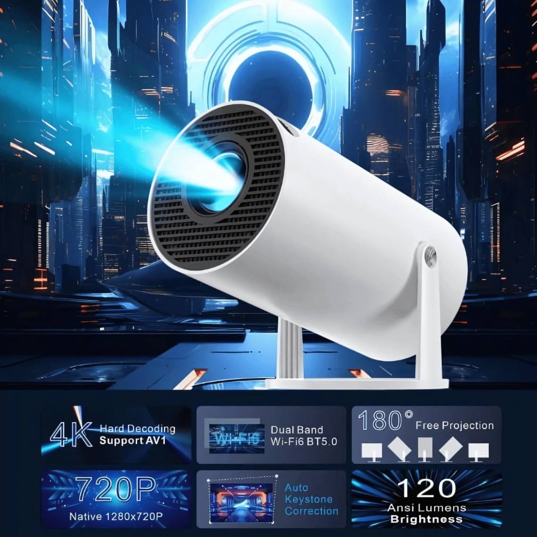 Mini Beamer Projector | WiFi Bluetooth 5.0 4K Support 180° Verstelbaar - KidsKorner