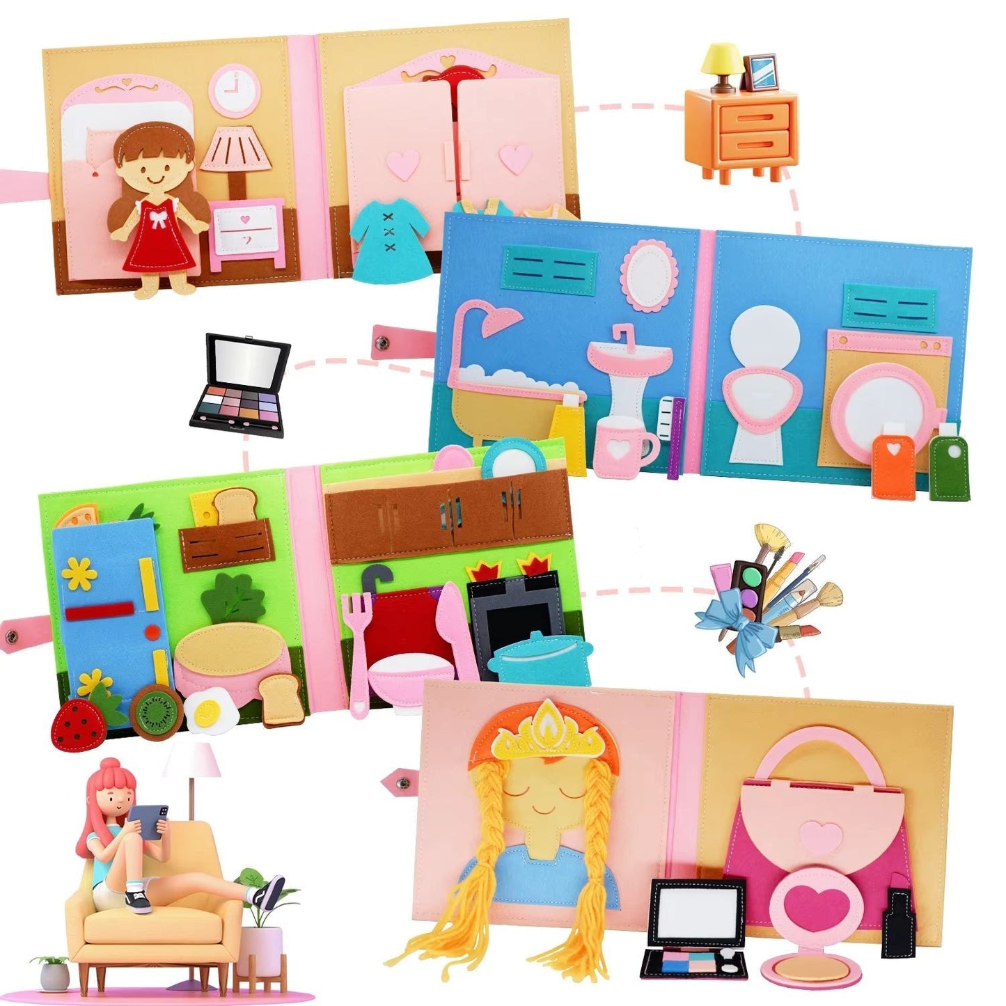 Montessori Activiteitenboek Vilt - Busy Book - 3 Tot 6 Jaar - KidsKorner