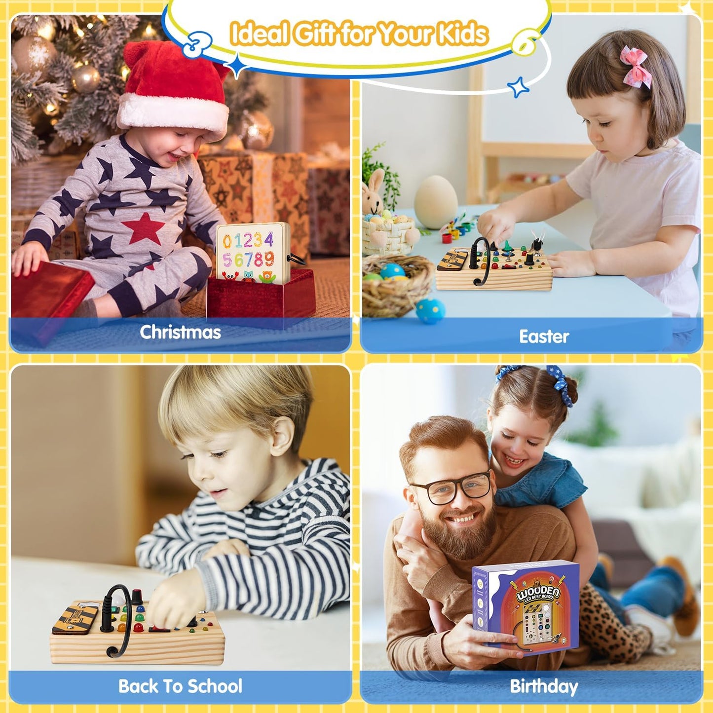 Montessori Activiteitenbord Met LED - Sensorisch Speelgoed Voor Kinderen - KidsKorner
