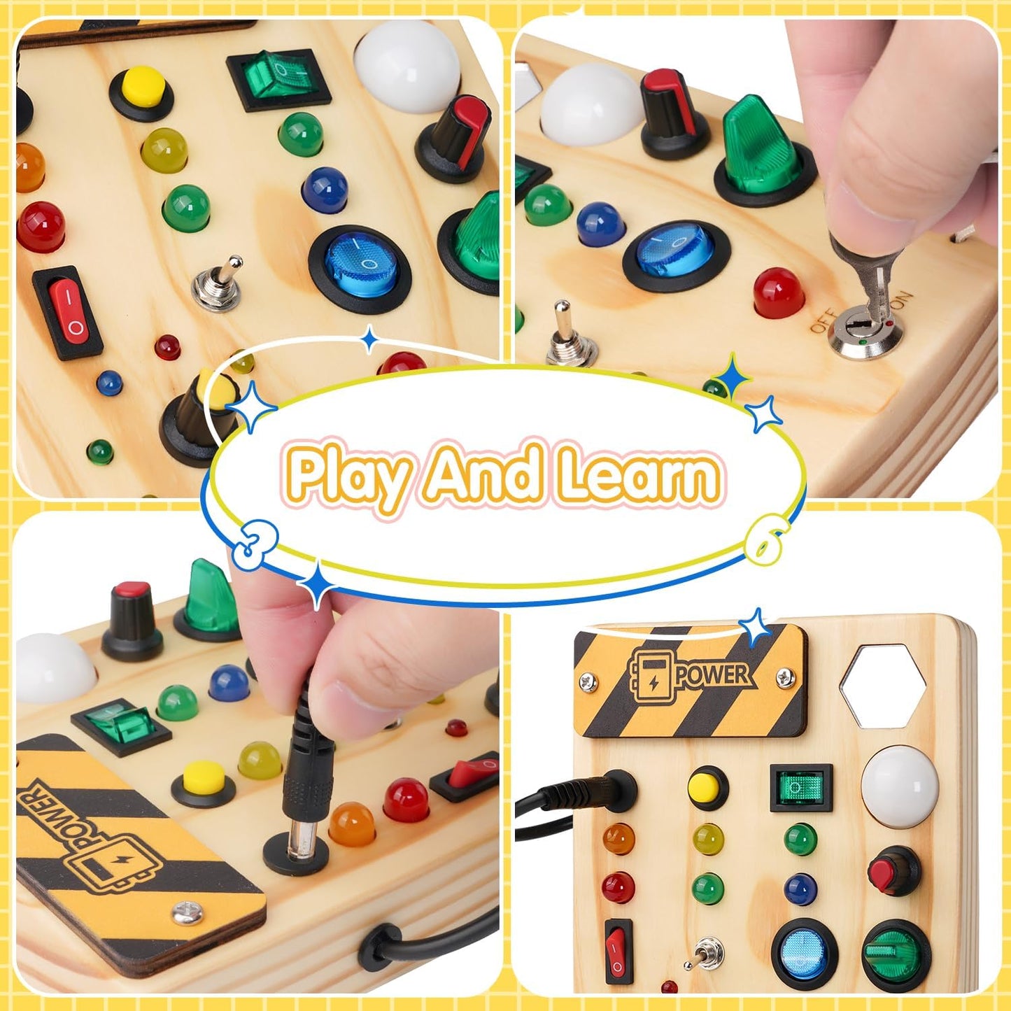 Montessori Activiteitenbord Met LED - Sensorisch Speelgoed Voor Kinderen - KidsKorner