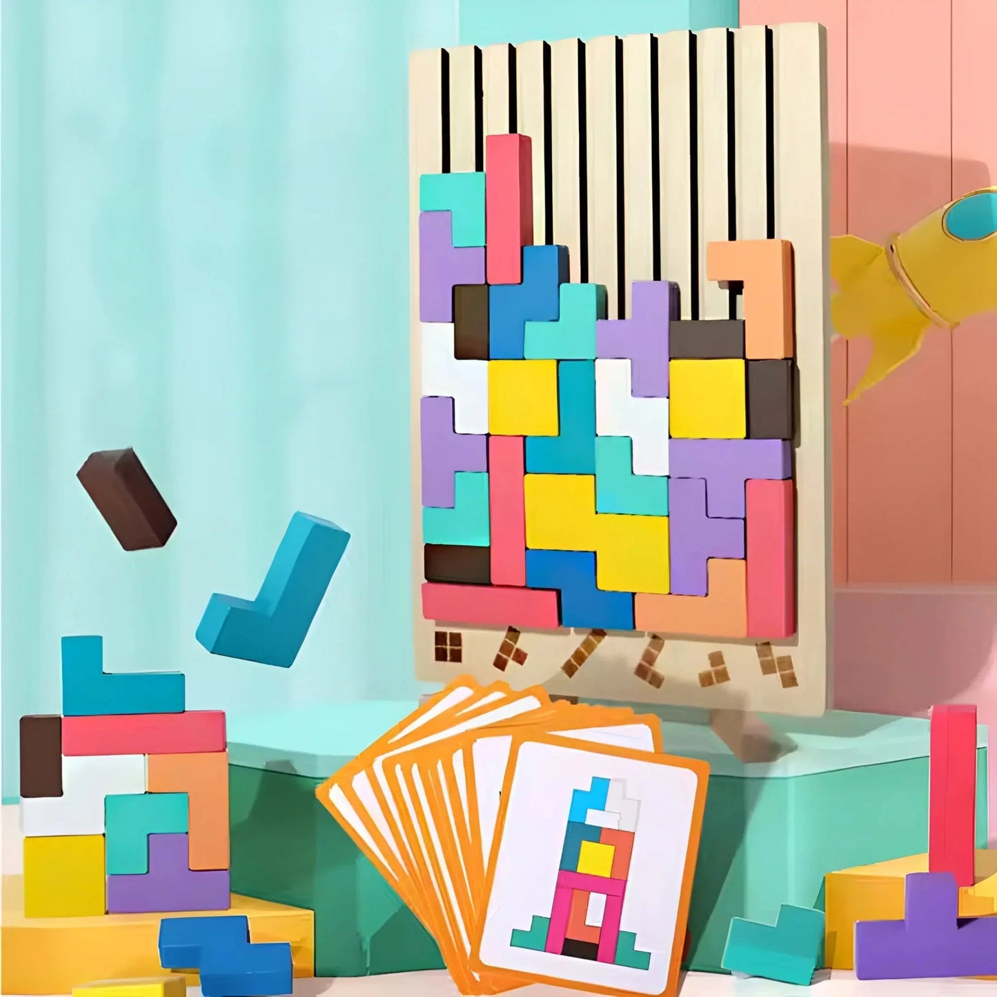 Montessori Houten Tetris Stapelpuzzel – Puzzelspel - KidsKorner