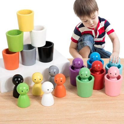 Montessori Kleurmatch Poppen Houten Sorteerspel 12 - Delig - KidsKorner