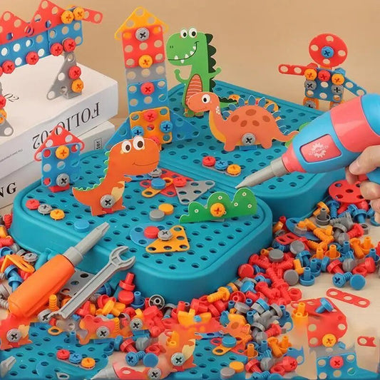 MontiCraft Motoriek Speelset - Montessori Leren met Schroeven en Blokken - KidsKorner