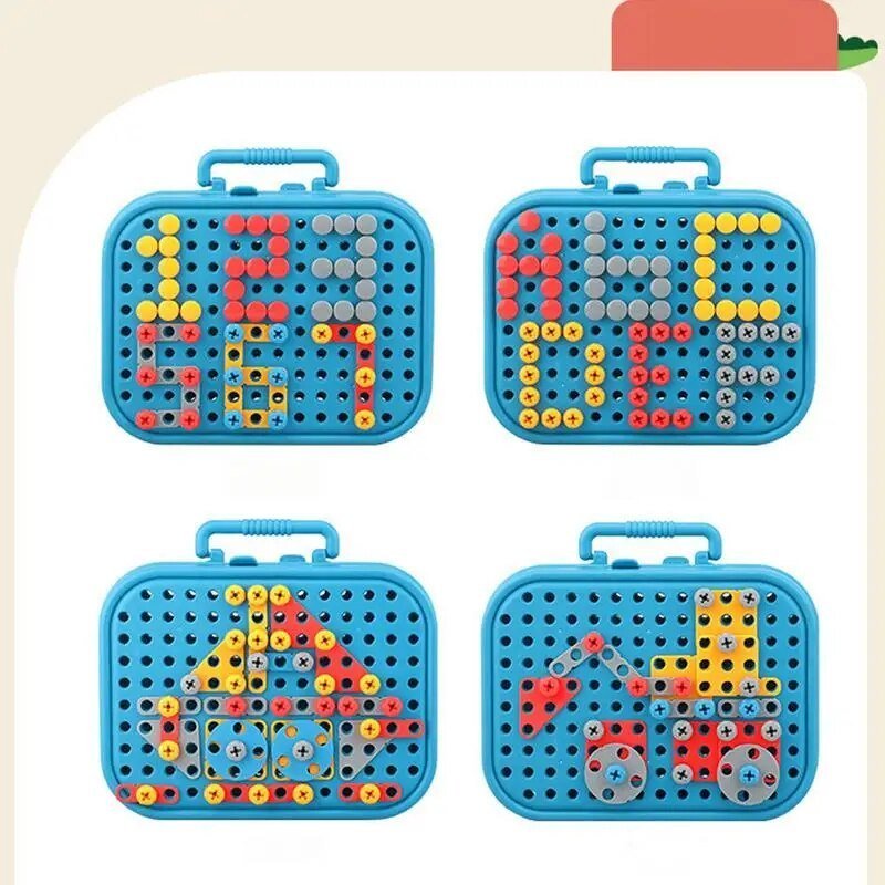 MontiCraft Motoriek Speelset - Montessori Leren met Schroeven en Blokken - KidsKorner