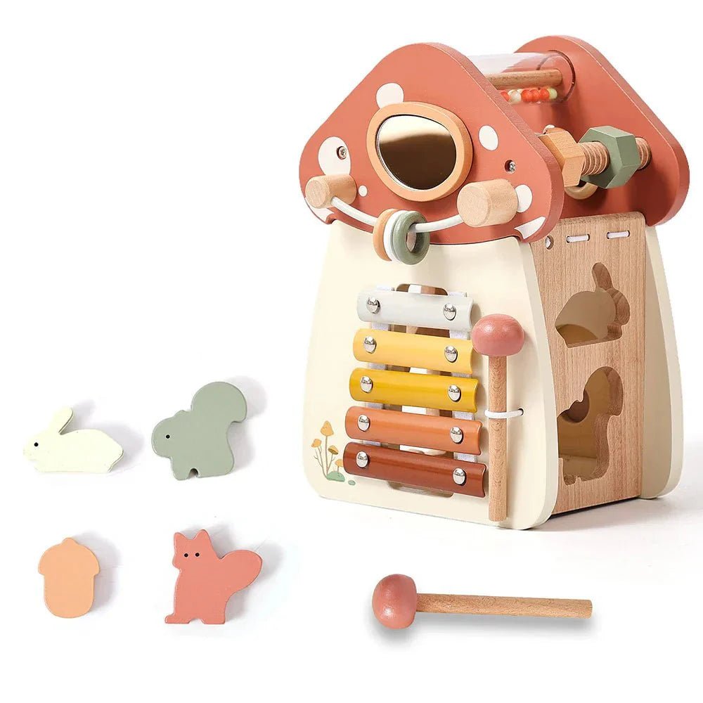 Muzikubo Houten Activiteitenkubus Met Xylofoon En Vormpjes - KidsKorner
