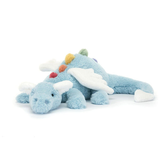 Pluche Blauwe Draak Knuffel – Zacht Polyester, Liggend 50 Cm - KidsKorner