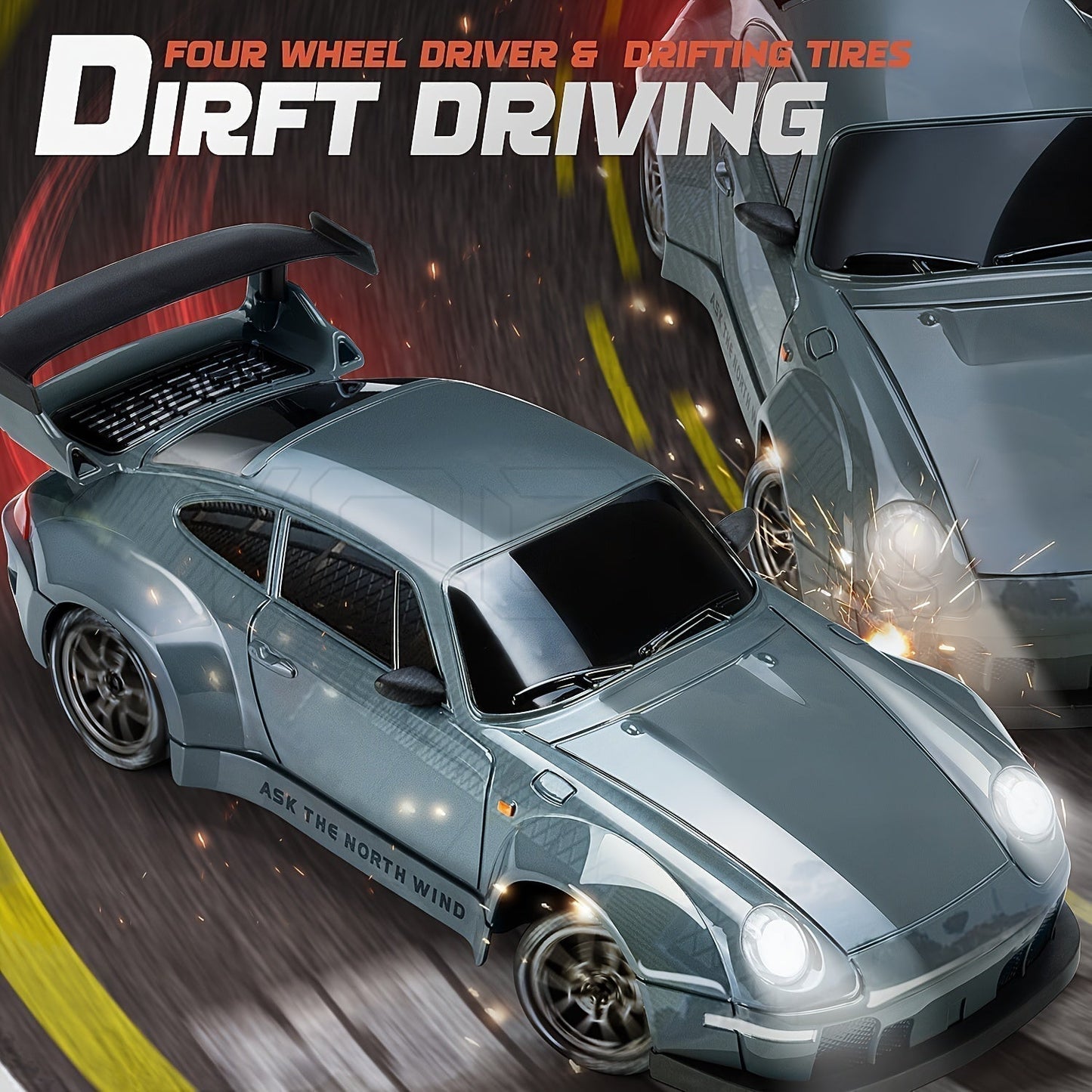 RC Driftauto Speelgoedauto Met Afstandsbediening, Extra Wielen, Pionnen En Parcours Set 6+ Jaar - KidsKorner