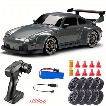 RC Driftauto Speelgoedauto Met Afstandsbediening, Extra Wielen, Pionnen En Parcours Set 6+ Jaar - KidsKorner