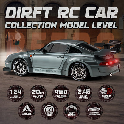RC Driftauto Speelgoedauto Met Afstandsbediening, Extra Wielen, Pionnen En Parcours Set 6+ Jaar - KidsKorner