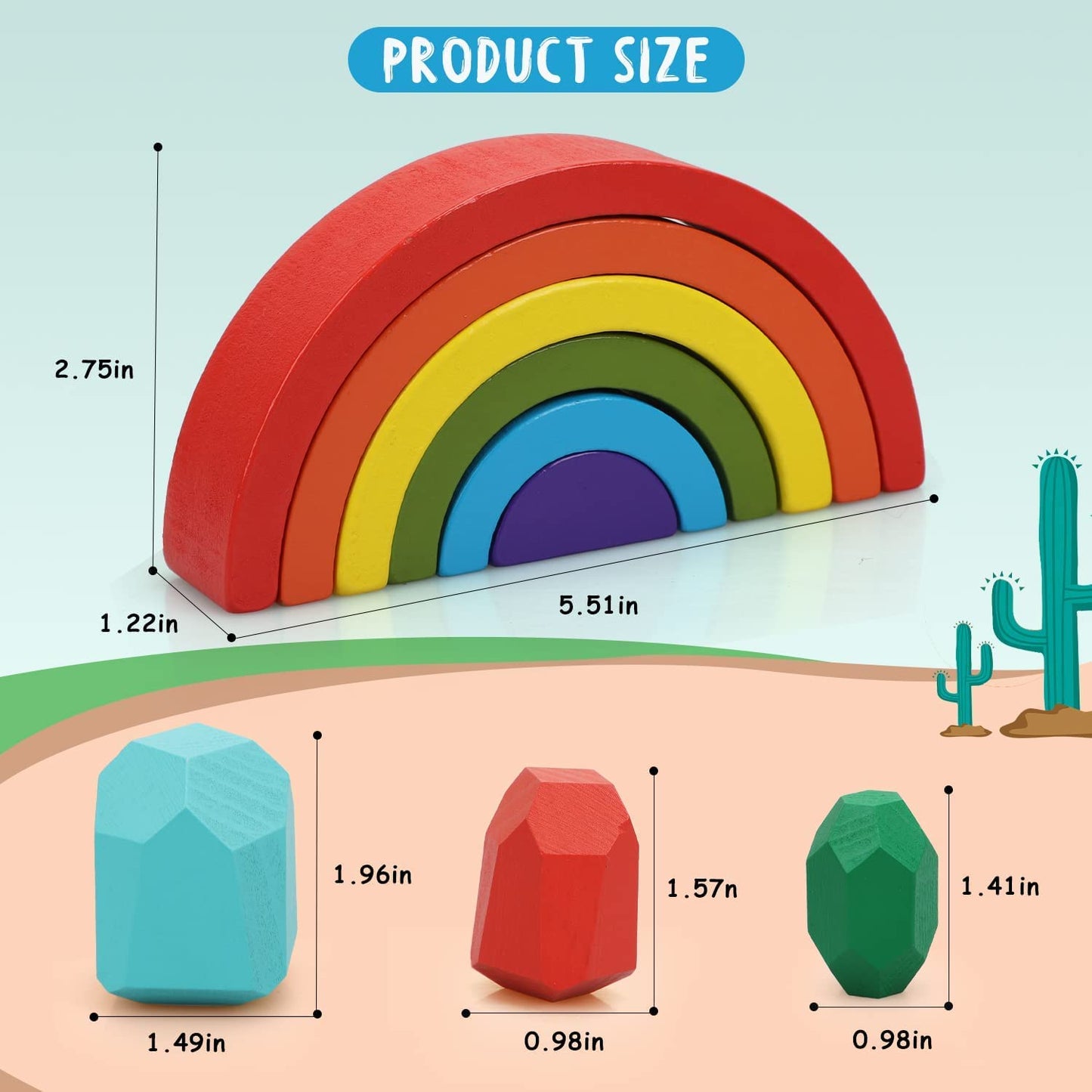 RegenRondo Houten Regenboog – Stapelstenen & Stapelblokken - KidsKorner