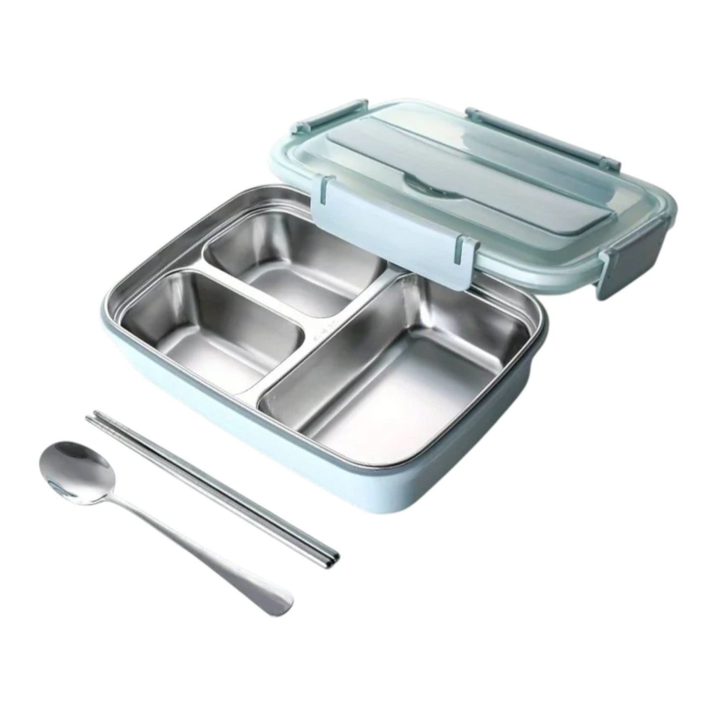 RVS Lunchbox Met Vakken | Lekvrij 1500ml Inclusief Bestek | Vaatwasserbestendig - KidsKorner
