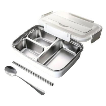 RVS Lunchbox Met Vakken | Lekvrij 1500ml Inclusief Bestek | Vaatwasserbestendig - KidsKorner